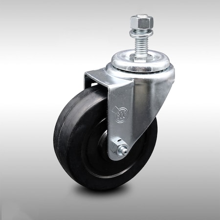 Service Caster 4 Inch SS Soft Rubber Wheel Swivel 1/2 Inch Threaded Stem Caster SCC-SSTS20S414-SRS-121315